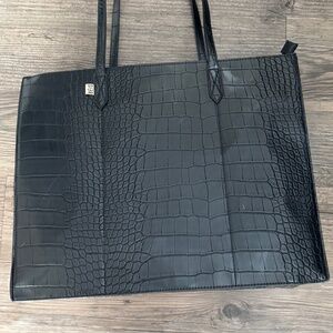 Beis The Large Work Tote - Black Crocodile print